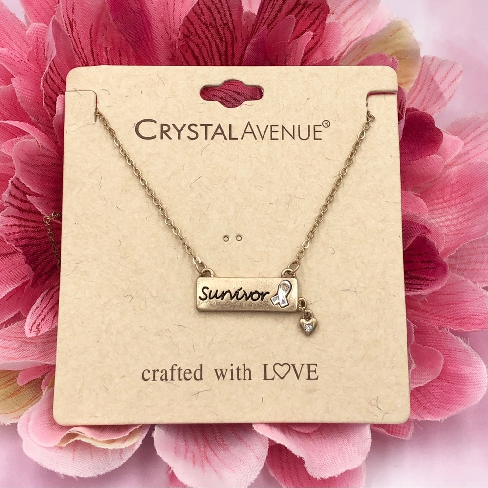 🌼 Survivor ANY Cancer Ribbon Simple Gold Dainty Bar Necklace